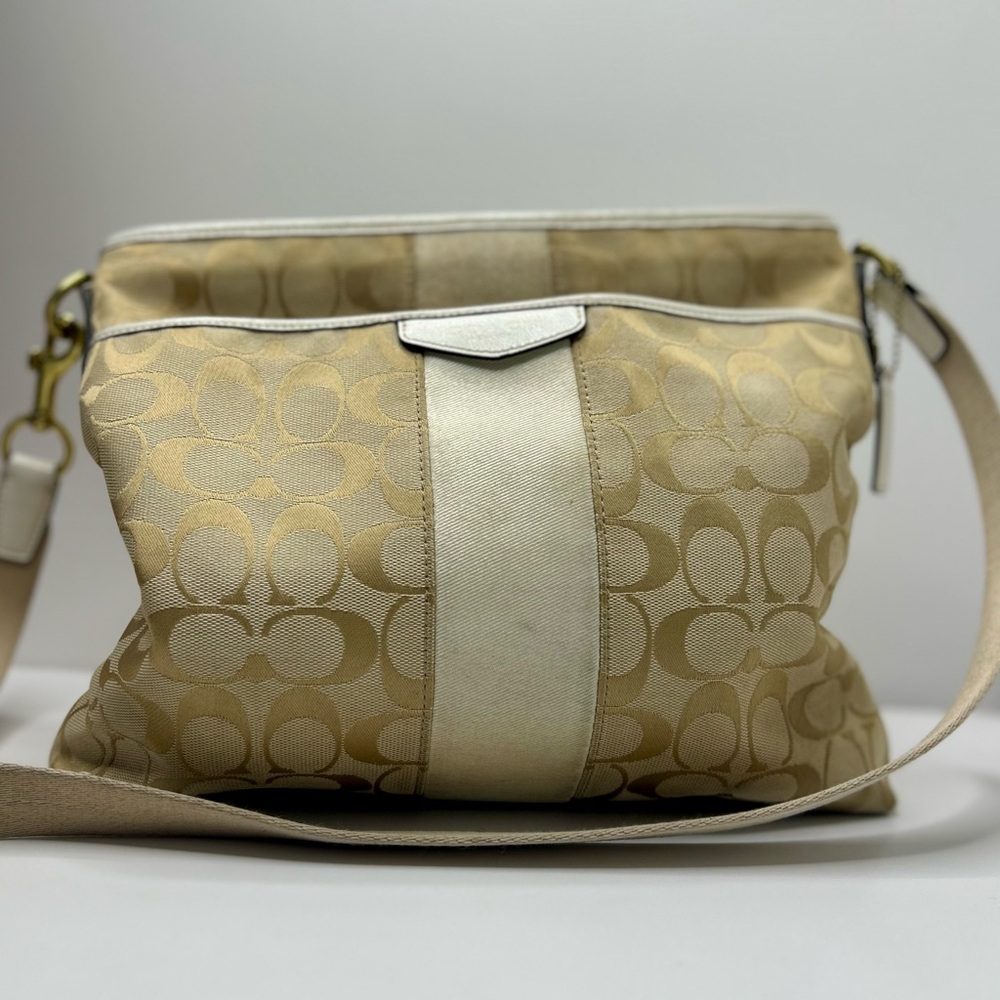 Coach Monogram Cream Shoulder Bag